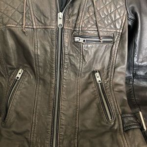 Michael Kors Hooded Leather Jacket